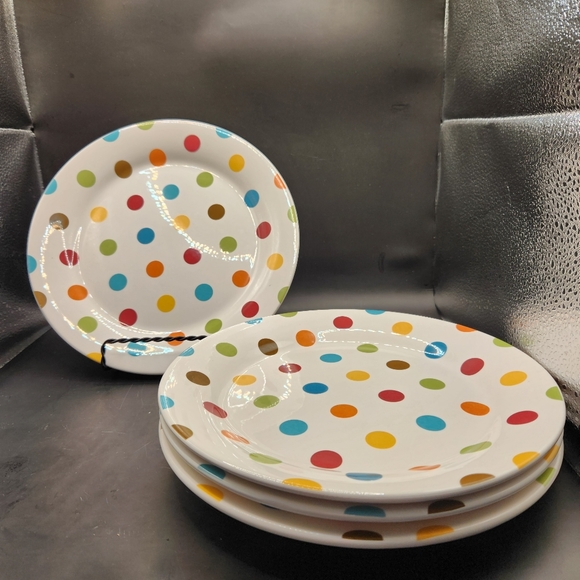 Discontinued Pier 1 Ironstone Confetti Round Salad Plates Set of 4 - Picture 2 of 4